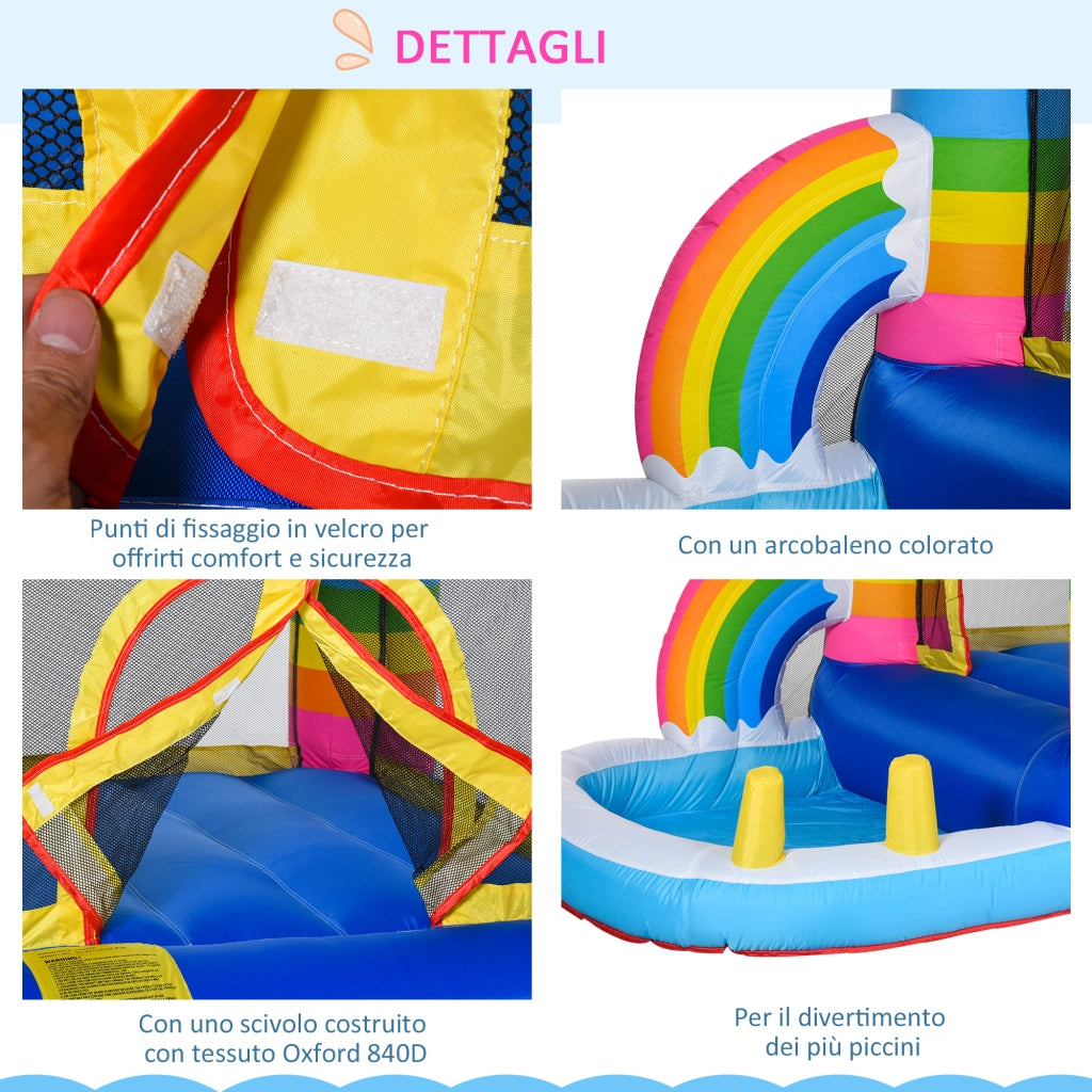 Casetta gonfiabile per bambini con trampolino e piscina ¨C zephmum ¨C multicolore 280x170x155cm