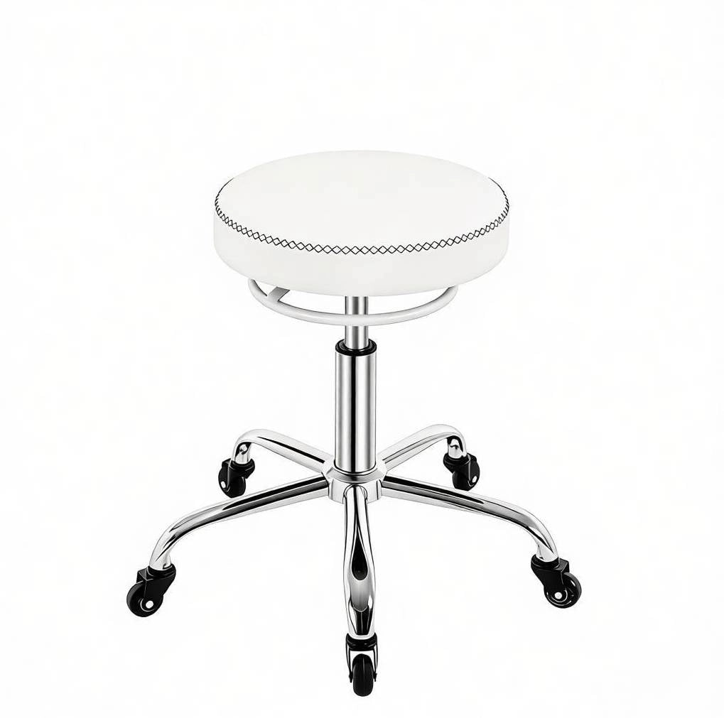 Sgabello da ufficio regolabile con ruote, bianco