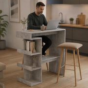 Bar Table With Shelf, Concrete Grey, 100x50x101.5 Cm, Engineered Wood