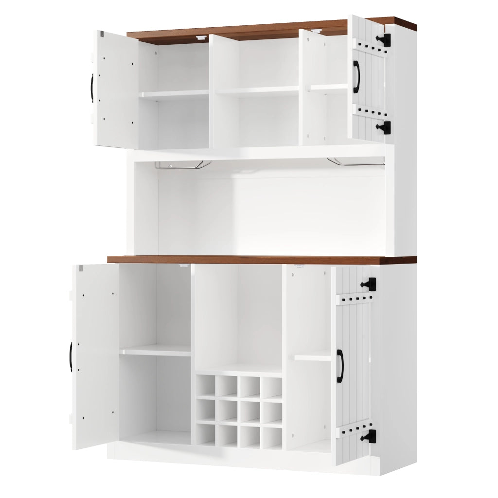 Colonna da cucina LED con 2 ante; nicchia aperta e portabottiglie; per cucina; 120 × 40 × 180 cm