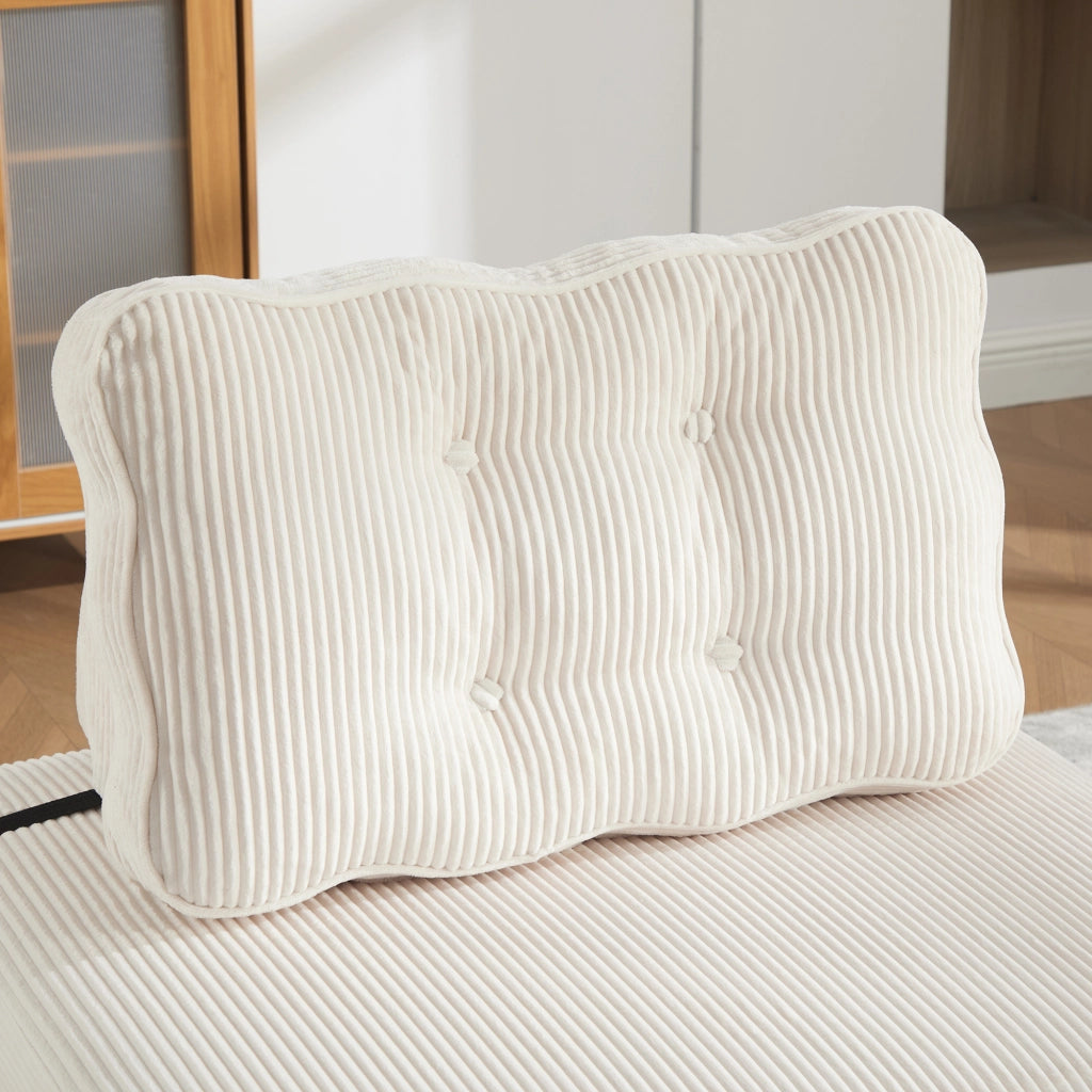 Poltrona letto 90x86x84 cm trasformabile in velluto a coste beige