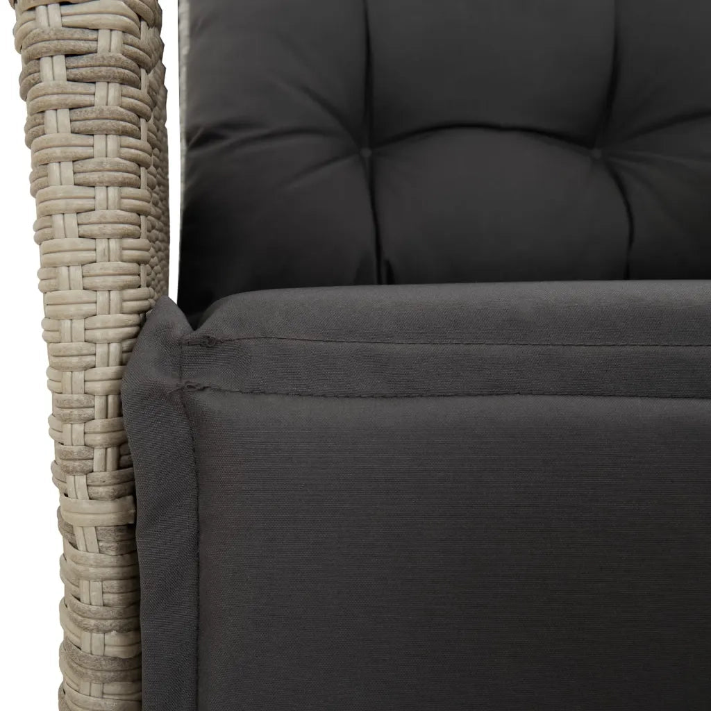 Set Pranzo da Giardino 9pz con Cuscini Grigio Chiaro Polyrattan 3213293