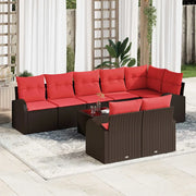 Set Divano da Giardino 9 pcs Marrone polyrattan
