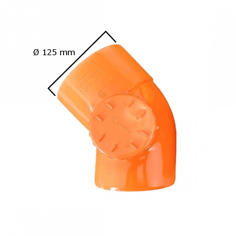 Curva 45° con tappo ispezione in pvc : Diametro - 125, Modello - Sinistra