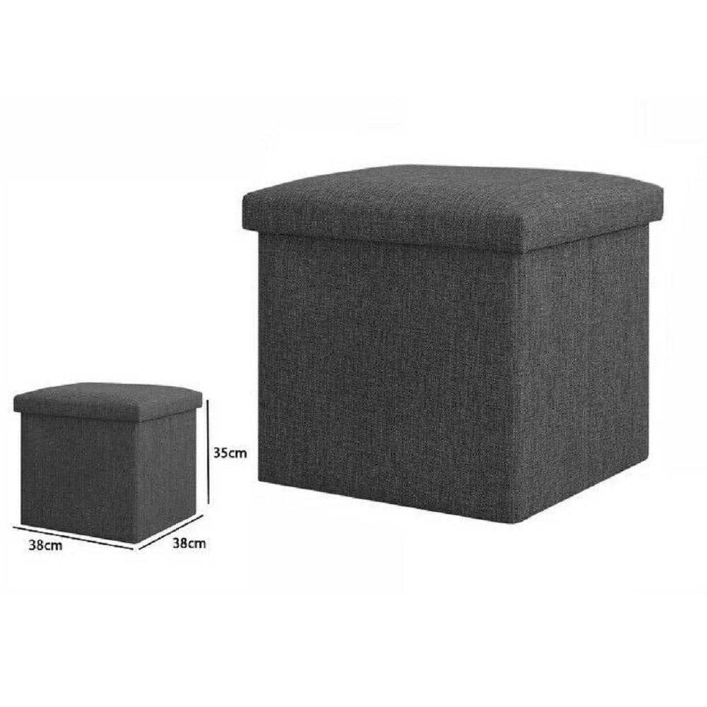 Trade Shop - Pouff Puff Pouf Contenitore Imbottito Con Seduta In Tessuto 38 X 38 X 35cm 69586 -