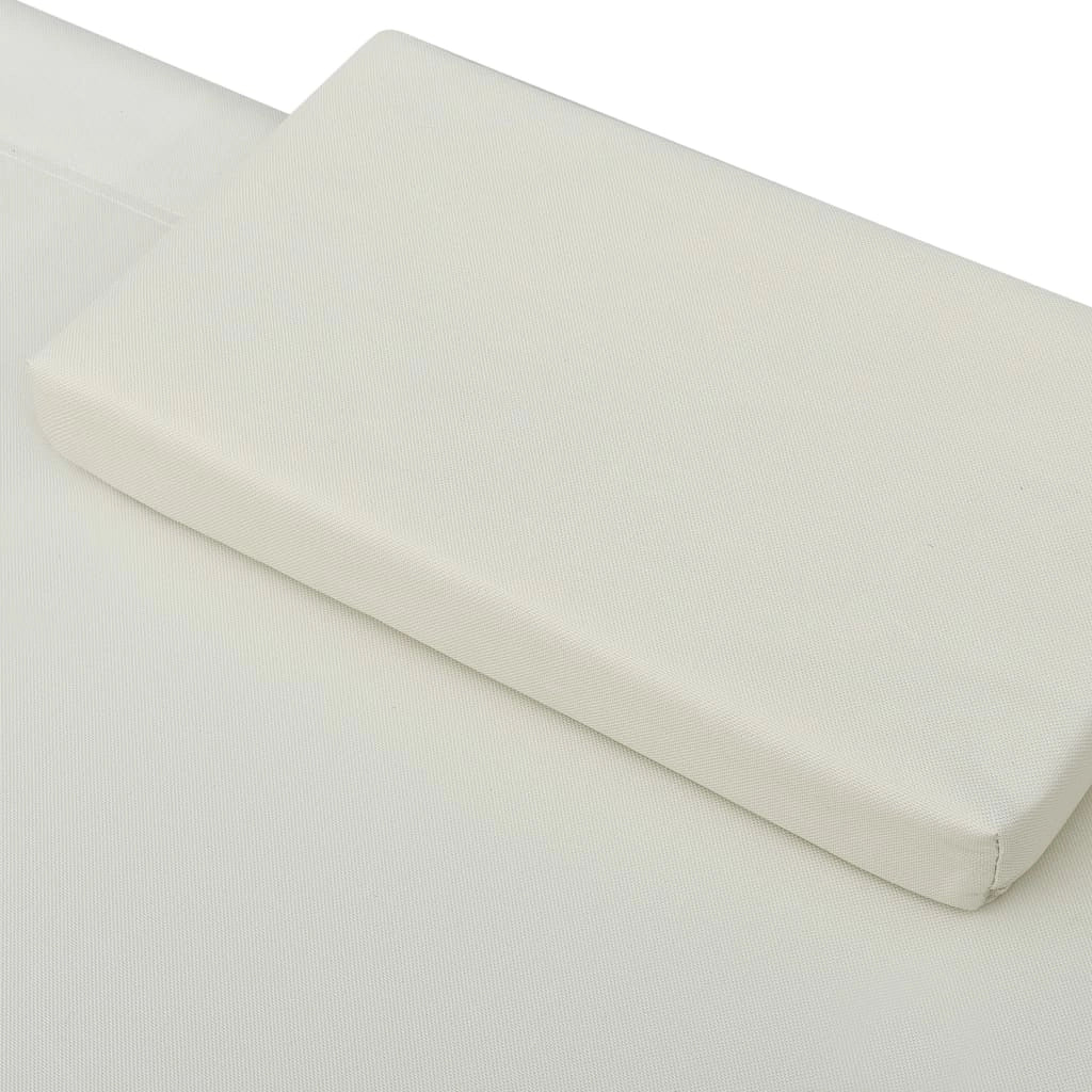Lettino prendisole sedia a sdraio lettino prendisole letto da giardino mobili da esterno per patio con baldacchino e cuscino bianco crema 02_0012276