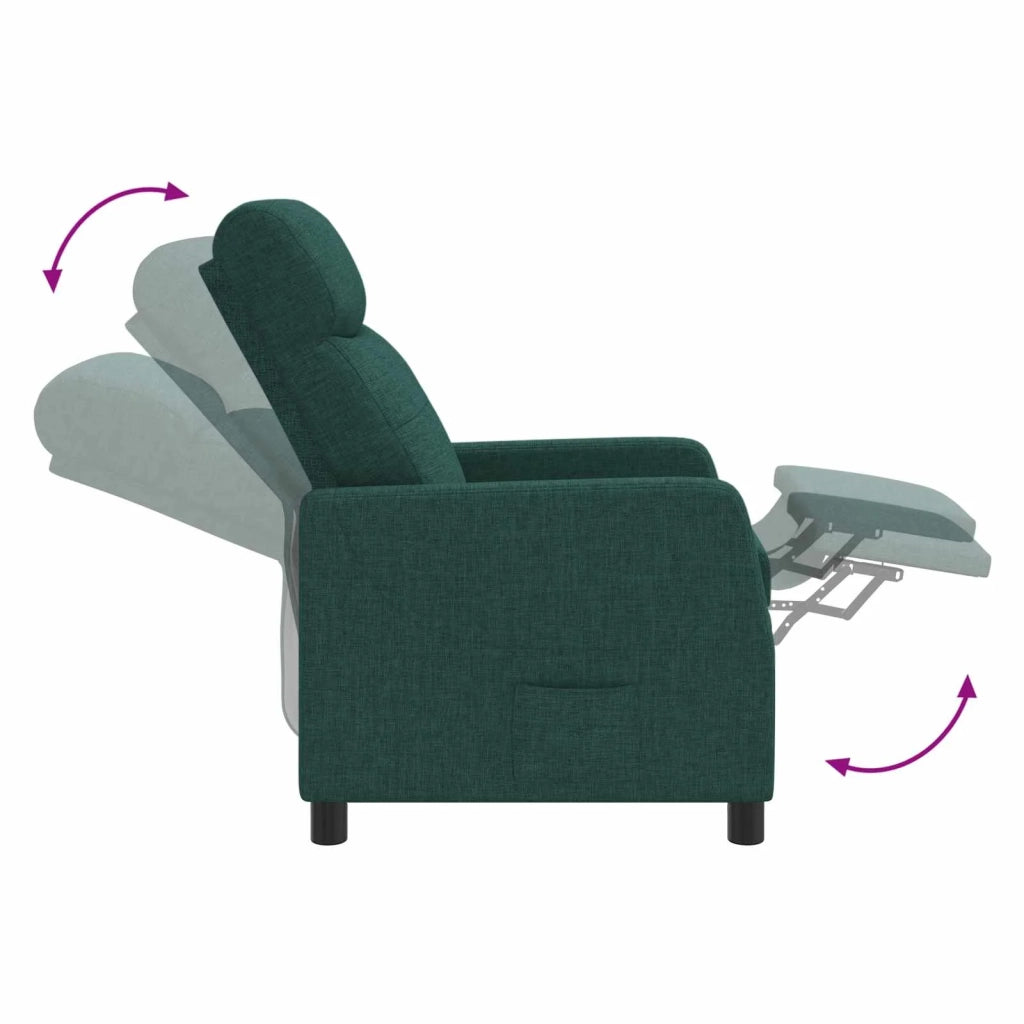 Divano Sedia-Poltrona reclinabile Verde Scuro Tessuto 800437