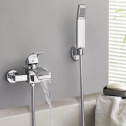 Kit di doccia a mano con rubinetto a cascata, rubinetto a un giro per la doccia, sistema di doccia, impianto di armatura in ottone per la doccia, finitura cromata