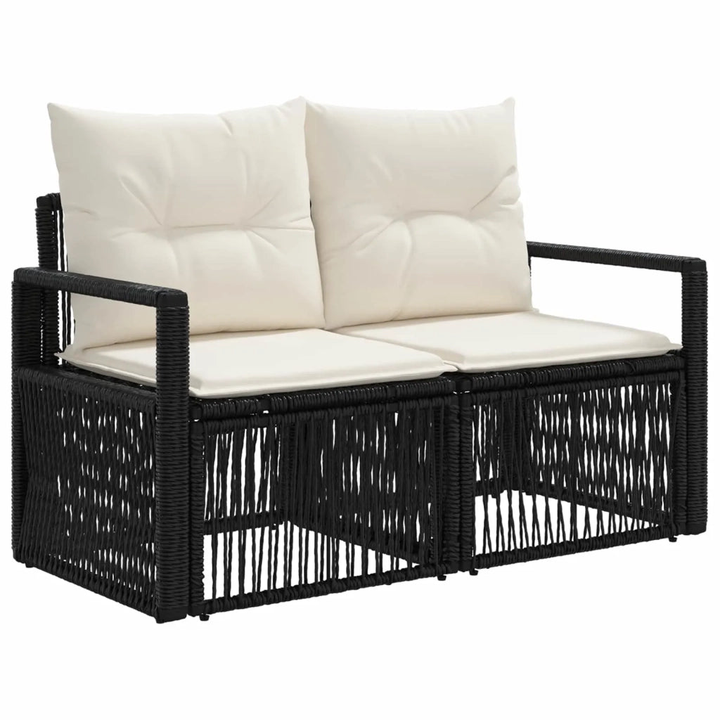 Set Divano da Giardino 7 pz Nero e Bianco Crema polyrattan 3437077