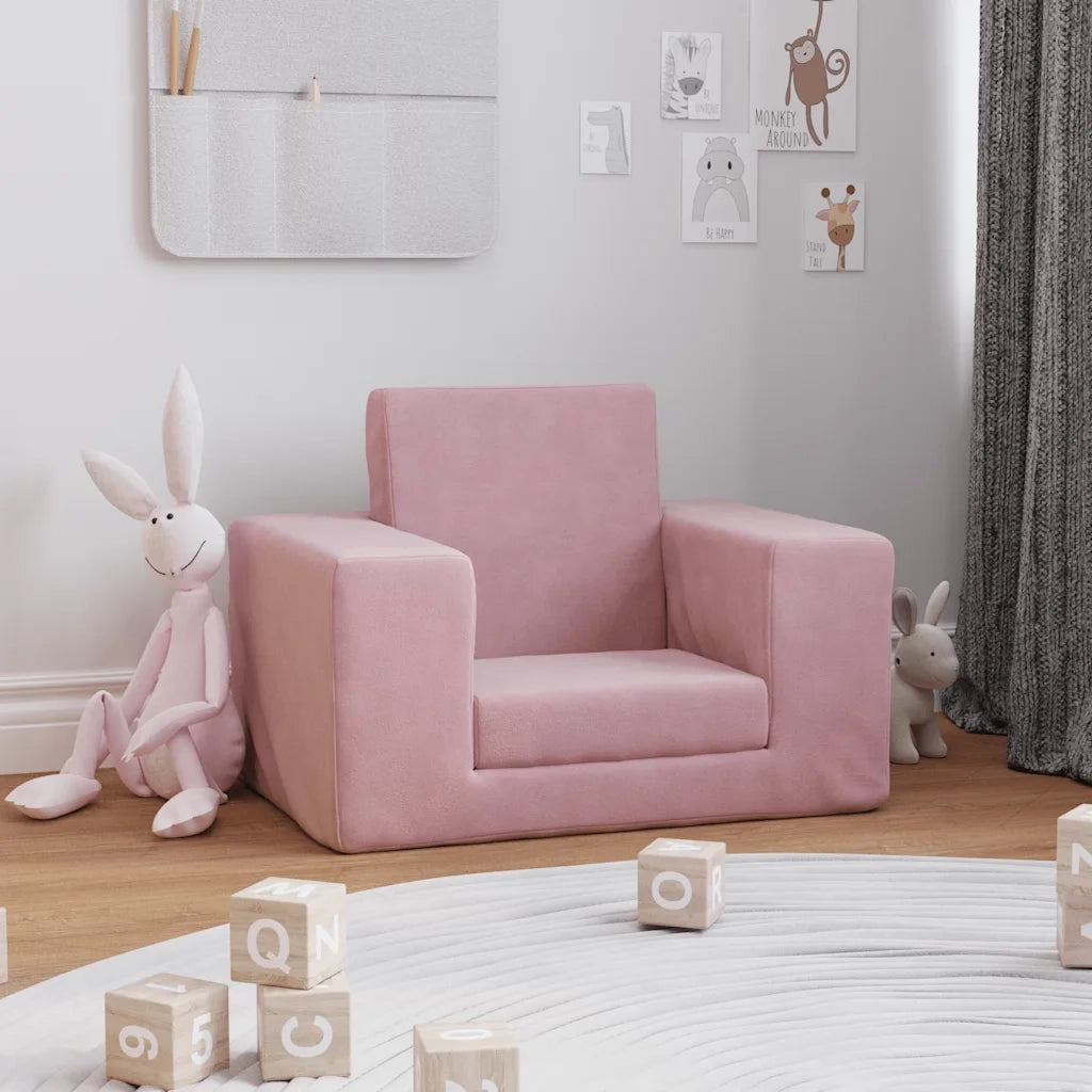Divano per Bambini | Letto Infantile | Lettino Rosa in Morbido Peluche
