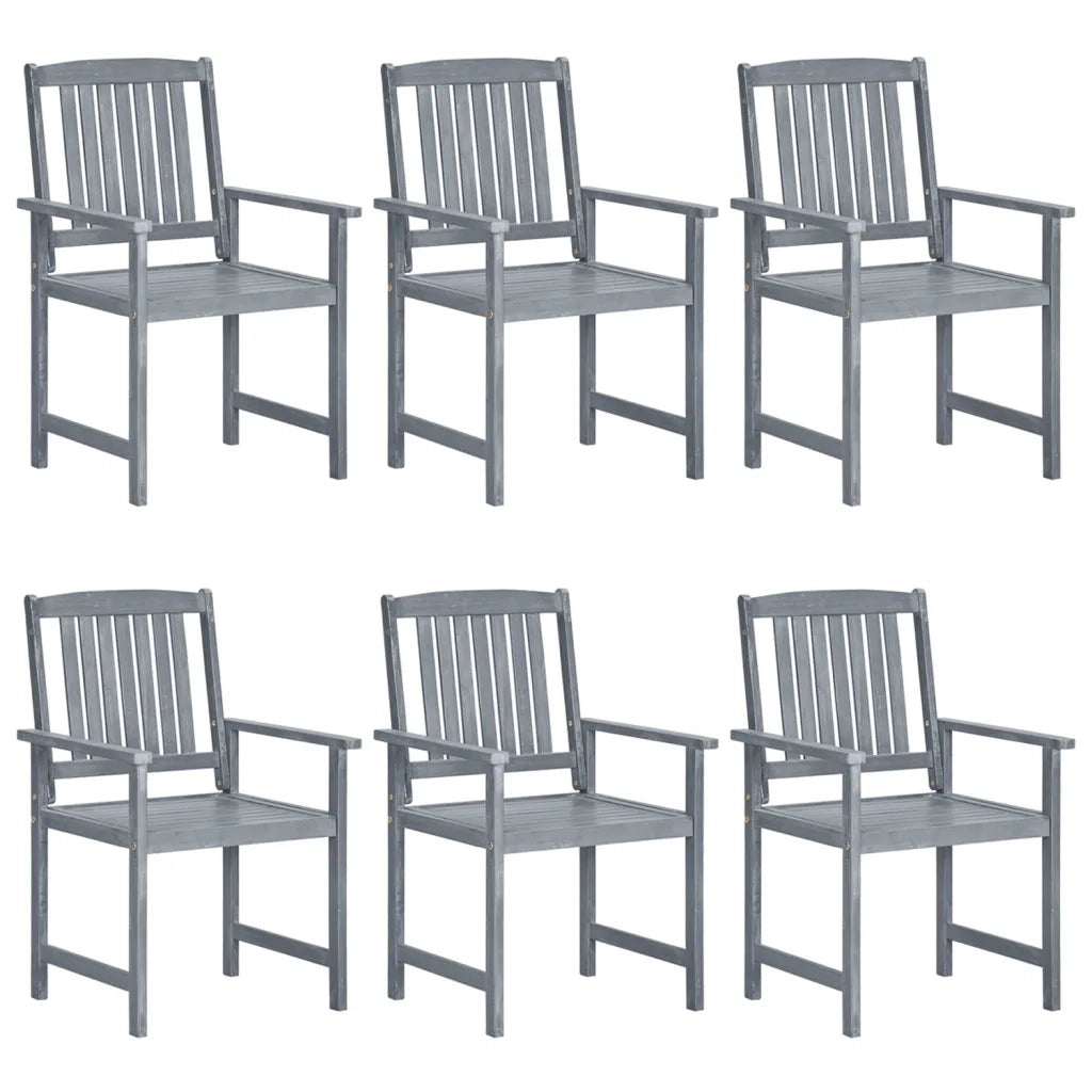 Sedie da Giardino con Cuscini 6 pz in Massello di Acacia Grigie cod mxl 67259