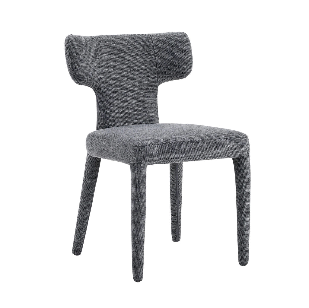 Set di 2 sedie da pranzo con schienale a T in tessuto grigio