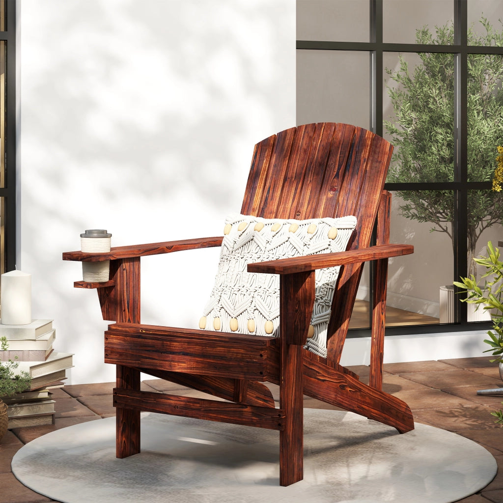 Sedia Adirondack in Legno con Braccioli e Schienale Alto per Esterno ¨C zephmum ¨C 72x95x93 cm Marrone