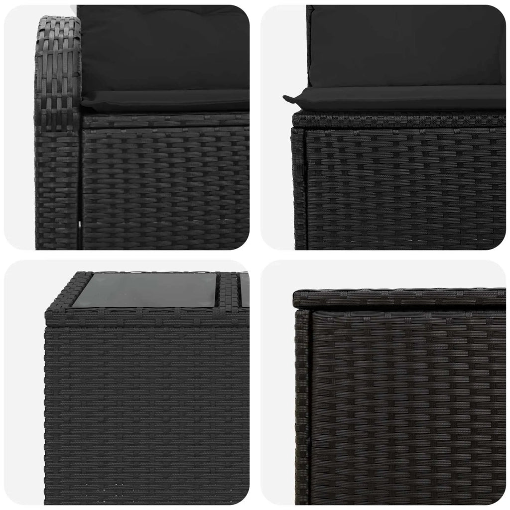 Set di divani 6 pz Nero Rattan sintetico e Acciaio 3447172