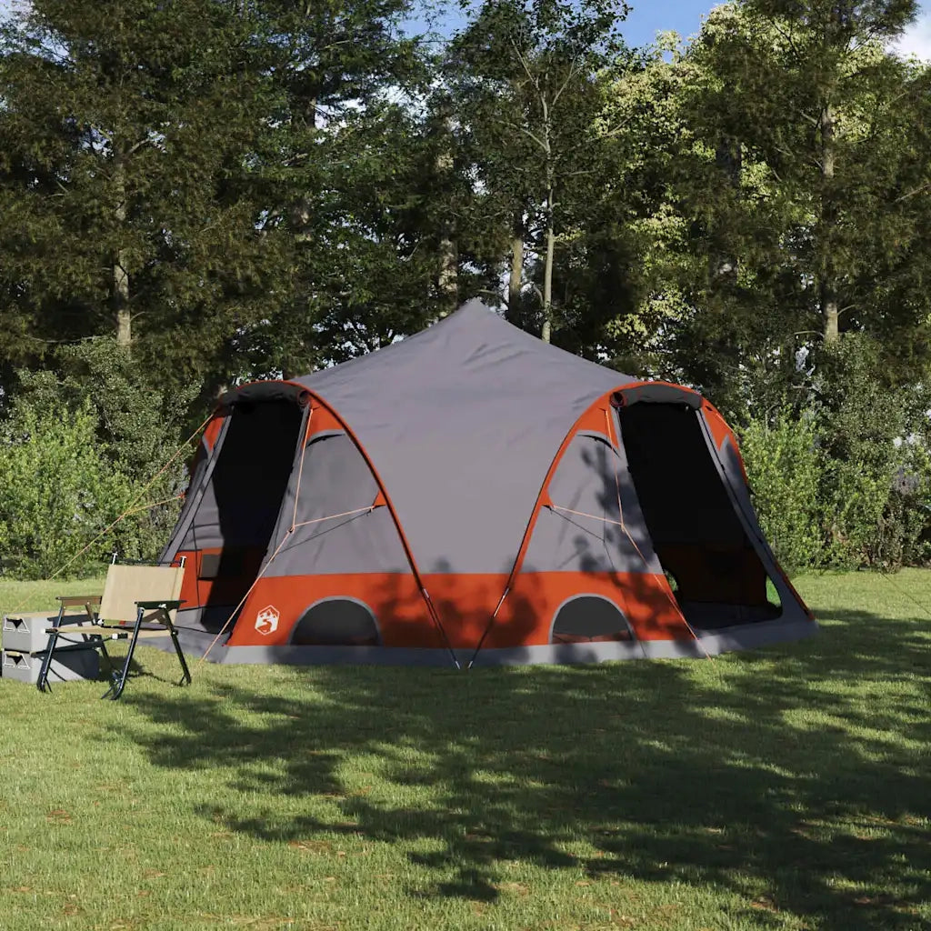 Tenda a cupola per 4 persone con tetto-Tenda da campeggio Grigio e arancione 329887