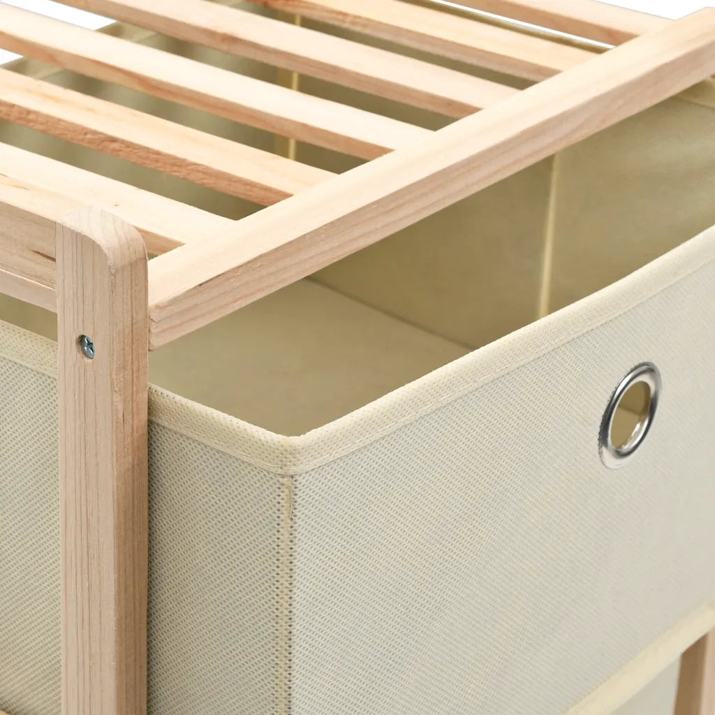 Scaffali con 3 Cesti in Tessuto 2 pz in Legno di Cedro Beige 276231