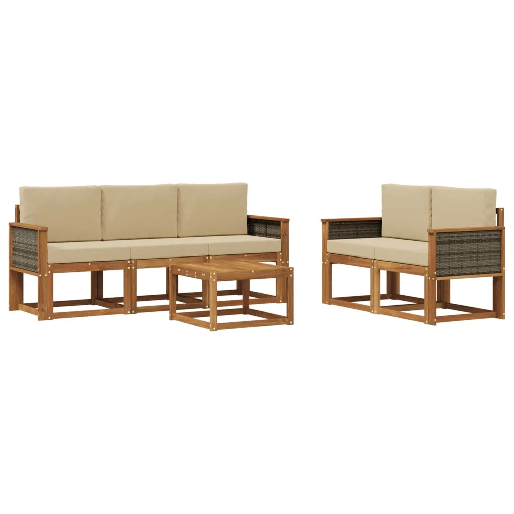 Set di divani da esterno con cuscino 6 pcs Naturale 3384989