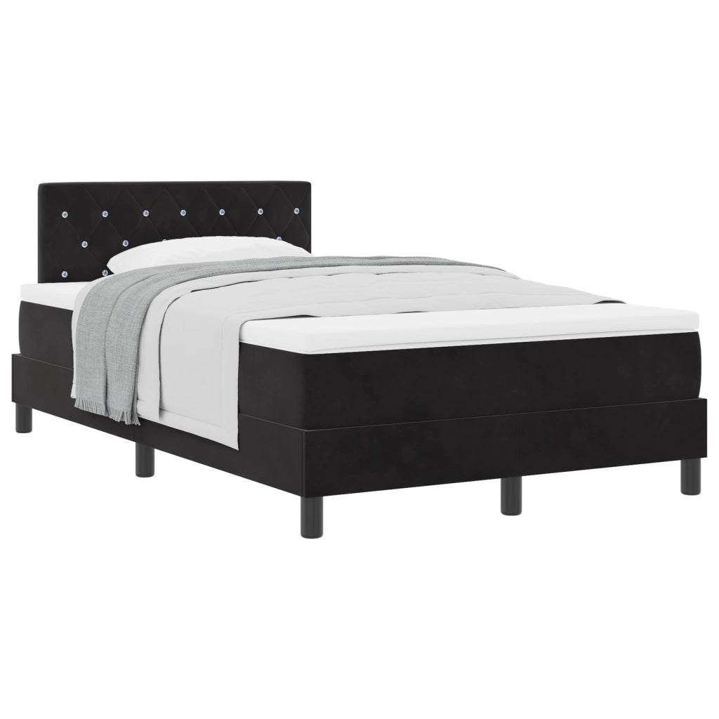 Letto con Box Spring e Materasso Nero Piccolo Doppio Velluto