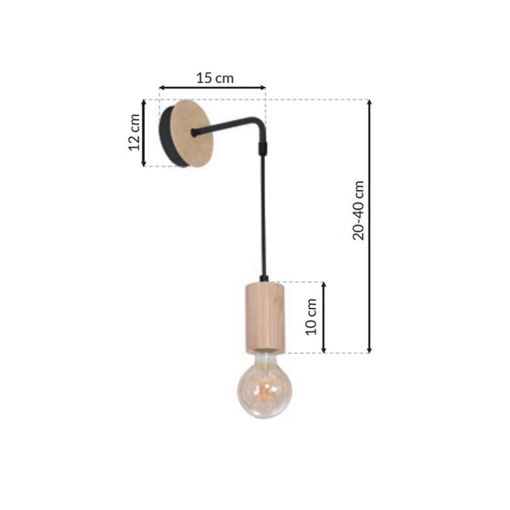 Applique Milagro LINES MLP8824 1 luce E27 legno/nero