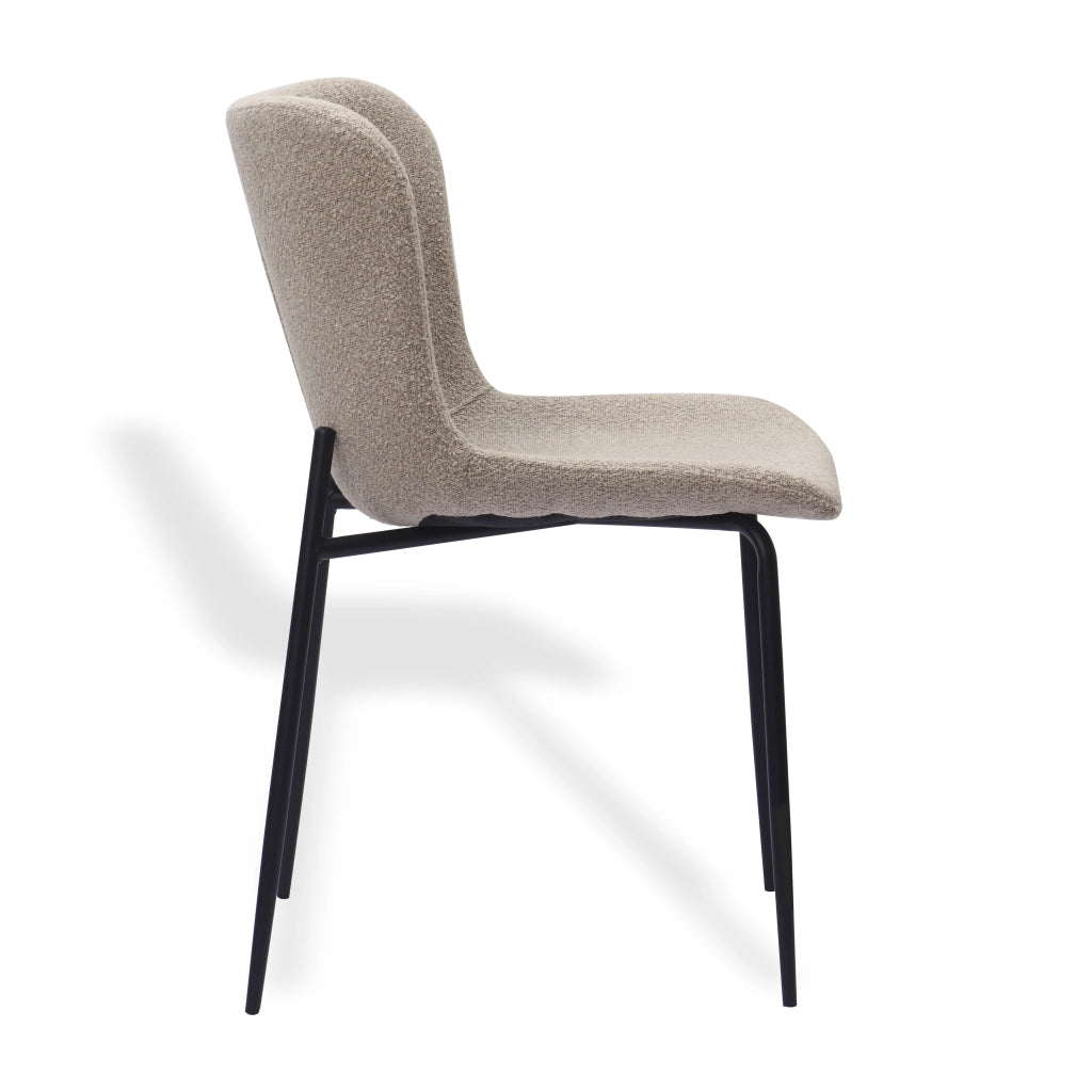 Sedia da pranzo Set da 2 con Schienale Alto Arrotondato e Design Ergonomico, in Tessuto e Metallo, Cachi