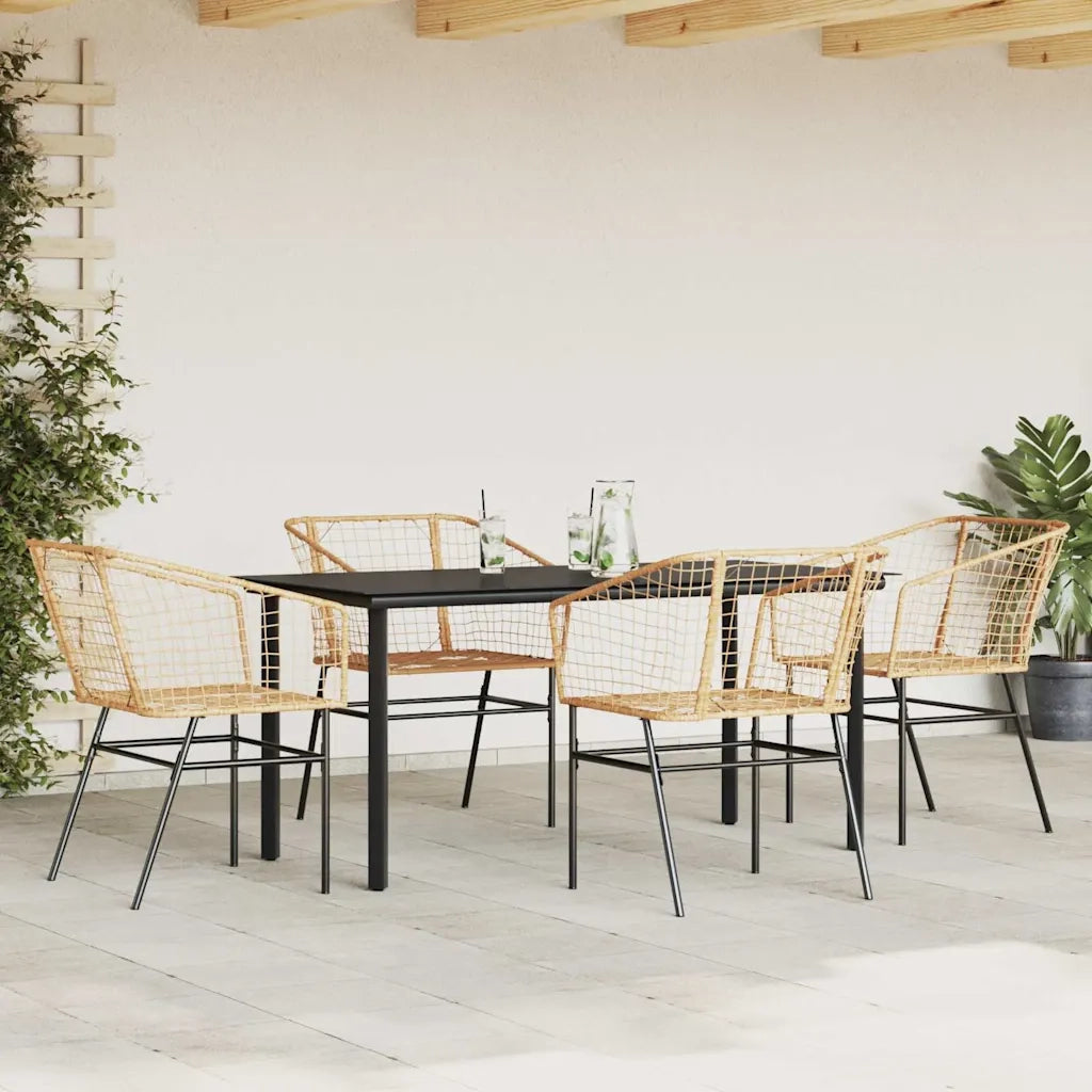 Set da Pranzo da Giardino 5pz | Set Salotto da Giardino Polyrattan Vetro
