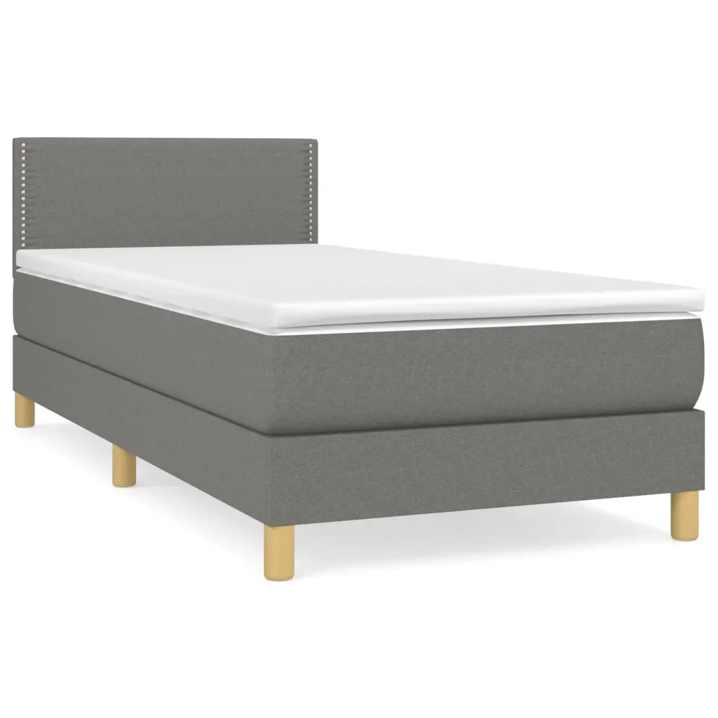 Giroletto a Molle con Materasso-Struttura Letto Grigio Scuro 90x190 cm Tessuto 652897