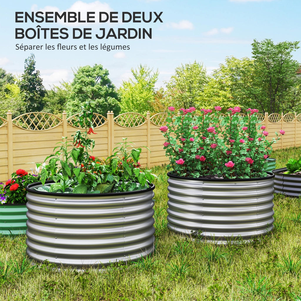 Kit 2 Giardiniere Rialzate ¨C zephmum ¨C Argento Acciaio Galvanizzato 90x90x56 cm
