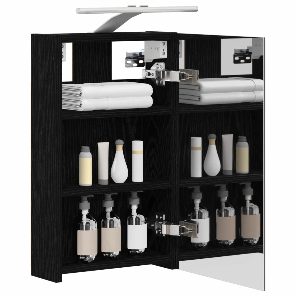 Mobiletto per specchio da bagno Rovere Nero 30 x 10,5 x 50 cm 889016