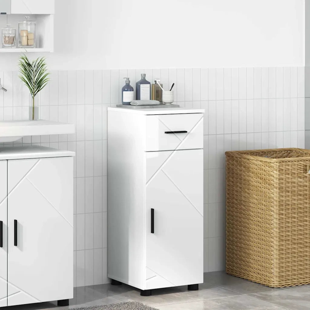 Mobile da Bagno | Armadio da bagno con cassetto Bianco Lucido 30 x 35 x 80 cm