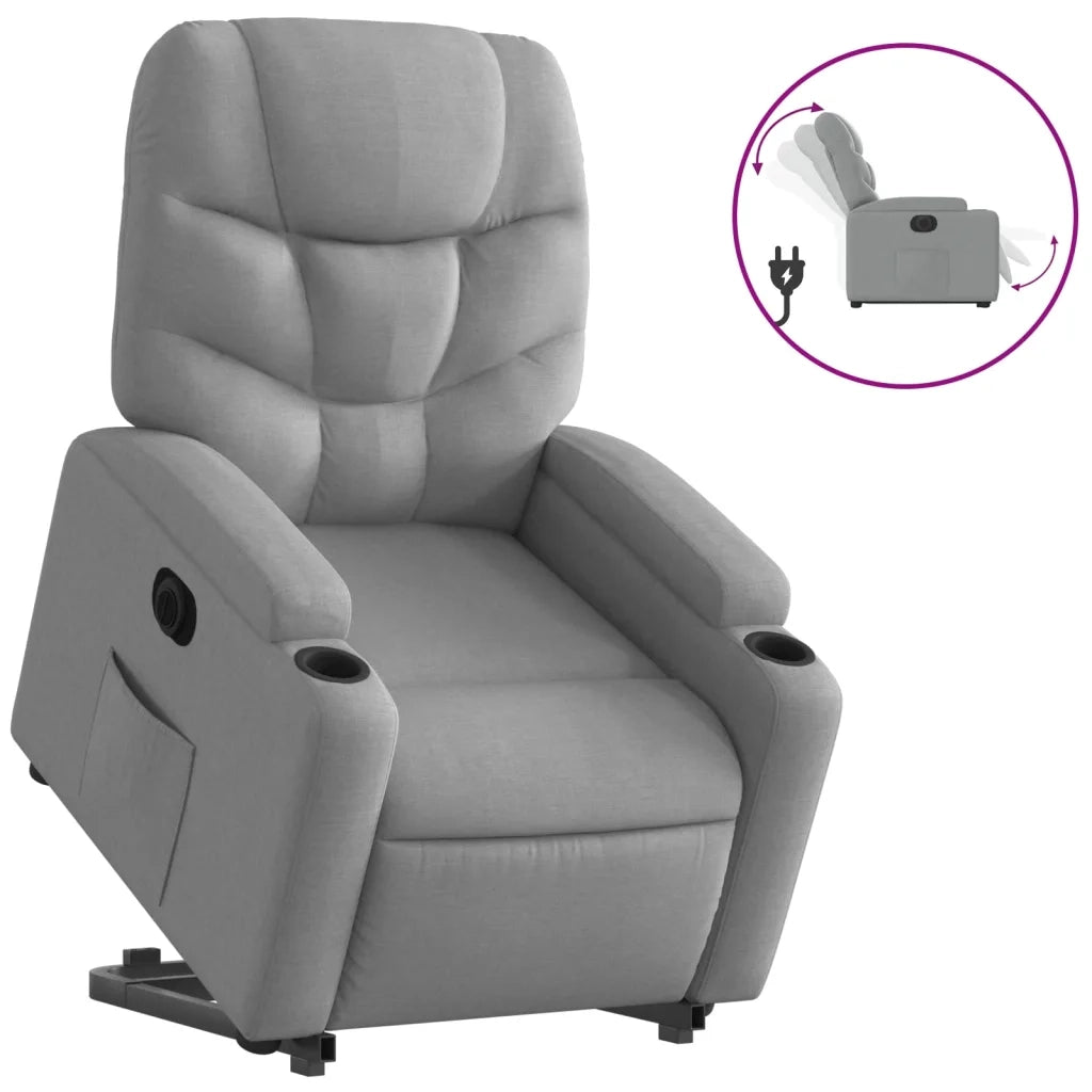 Poltrona Reclinante Alzapersona Elettrica Grigio Chiaro Tessutocod mxl 85279