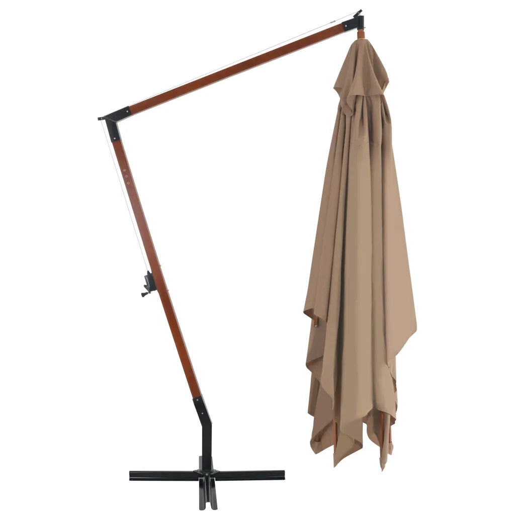 Ombrellone a Sbalzo con Palo in Legno 400x300 cm Tortora 44492