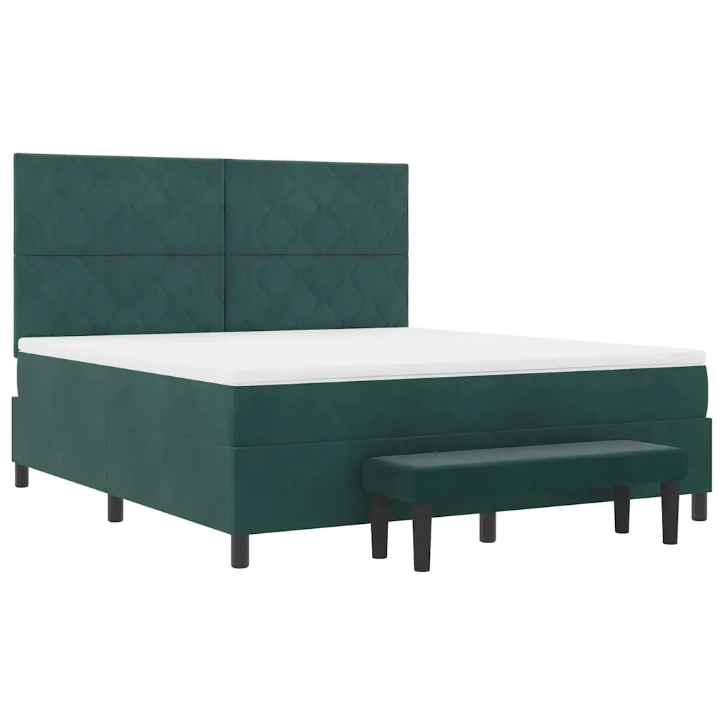 Letto a molle con testiera Verde scuro 200 x 180 cm Velluto 3344597