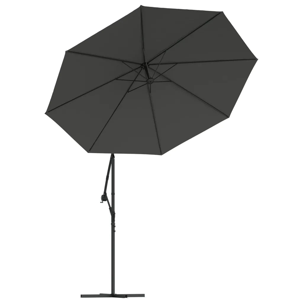 Ombrellone a Sbalzo con LED e Palo in Acciaio-Ombrello da giardino 300 cm Antracite