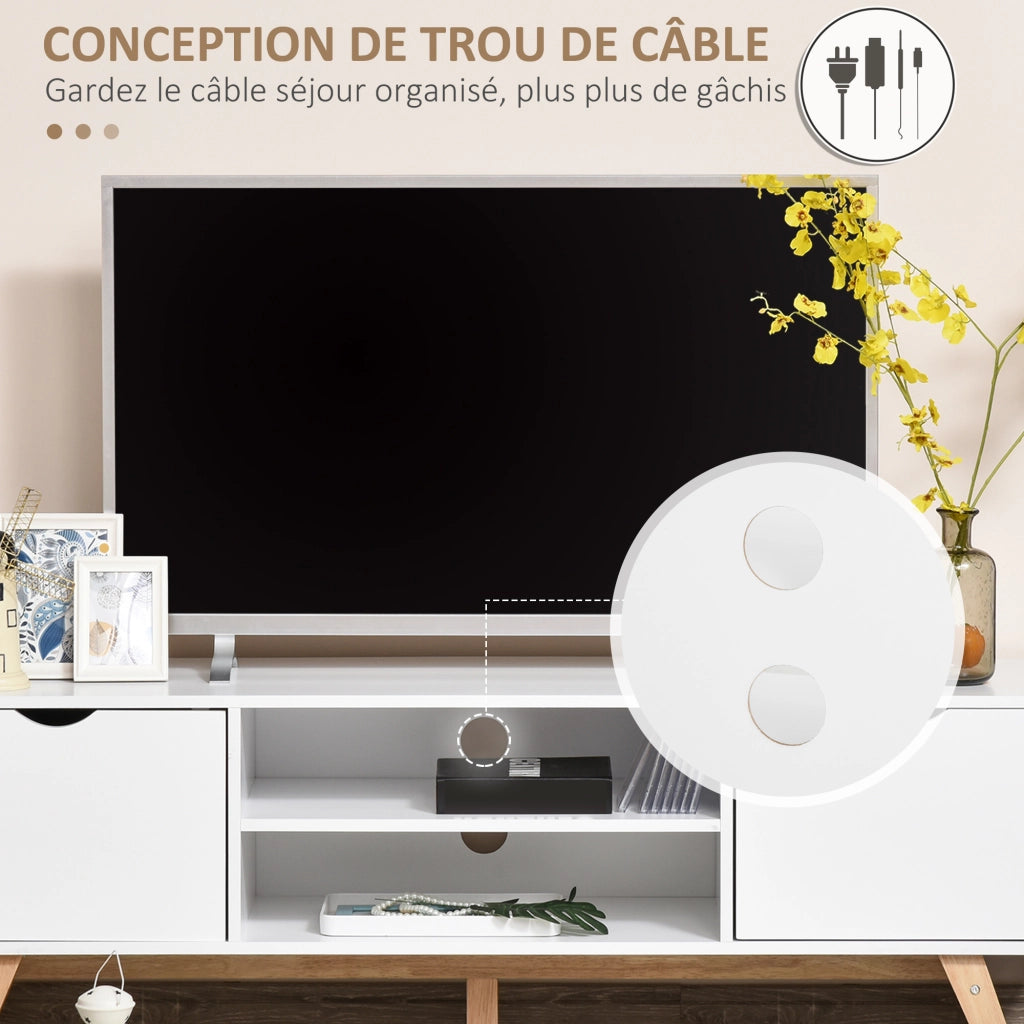 Mobile TV Moderno Scandinavo ¨C Zephmum ¨C Bianco Legno 150x39x50 cm