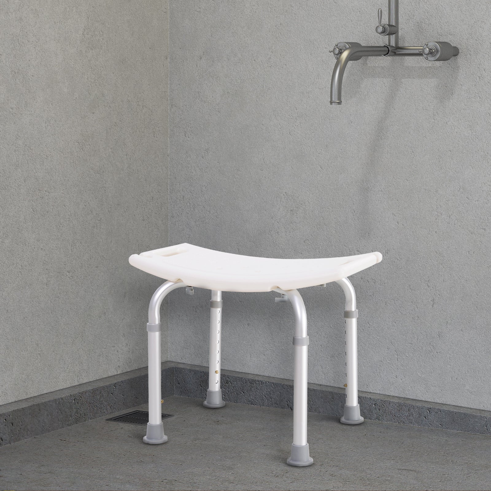 Sgabello per Doccia Bagno antiscivolo bianco altezza regolabile