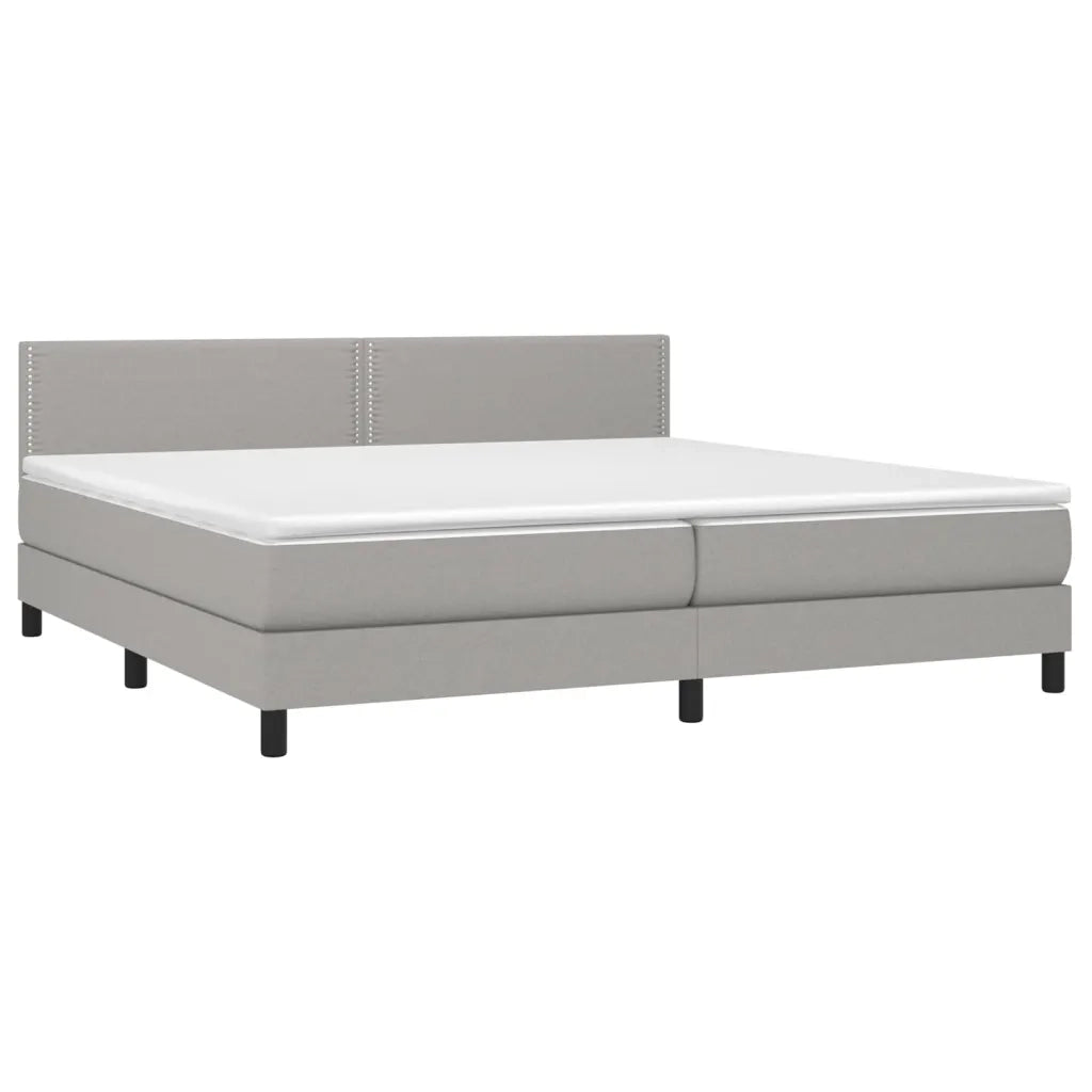 Letto a Molle Materasso e LED Grigio Chiaro 200x200 cm Tessuto 3133101