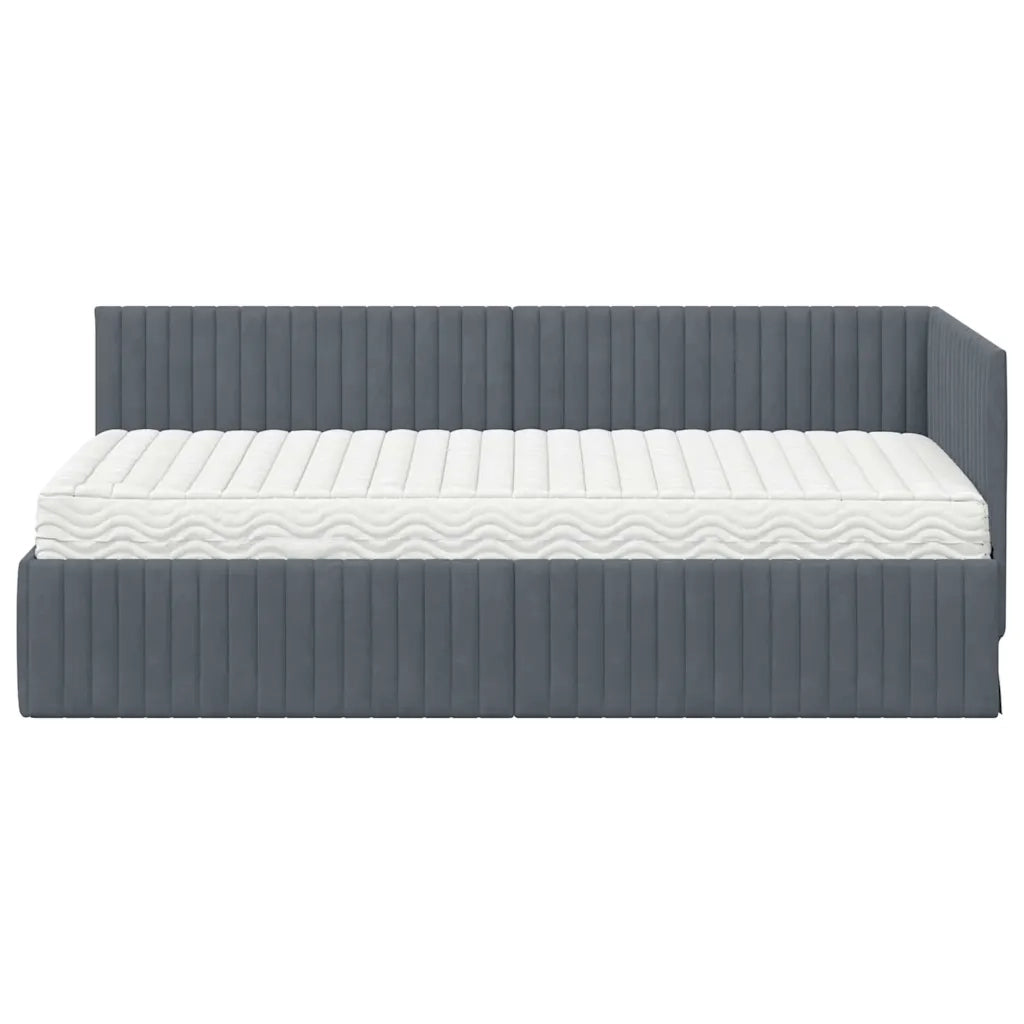 Struttura Letto Angolare con Materasso 2 pz-Giroletto con materasso Grigio Velluto 499350