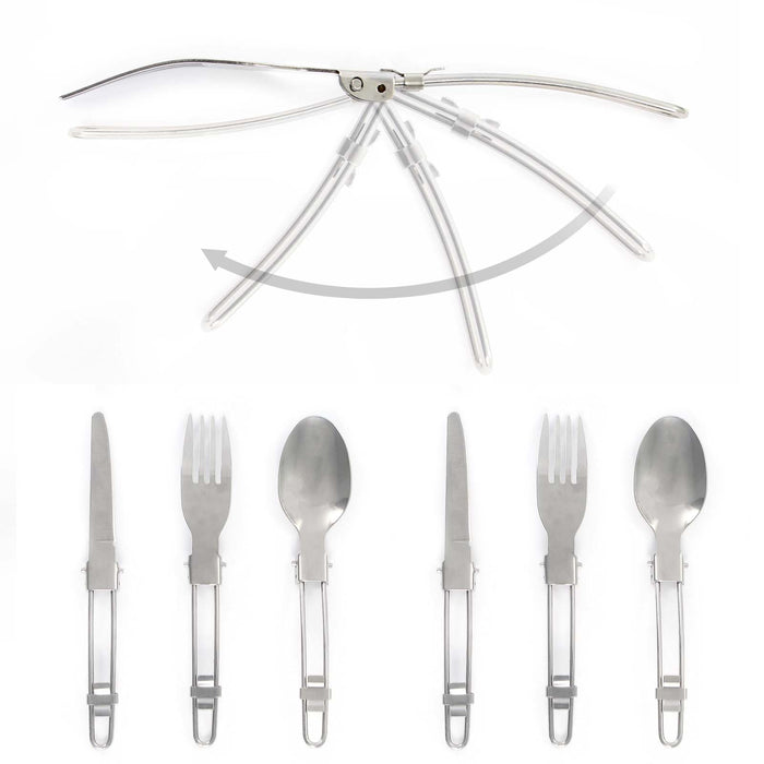 Toboli Set di stoviglie da campeggio 16 pz con posate, padelle, pentole, fornello