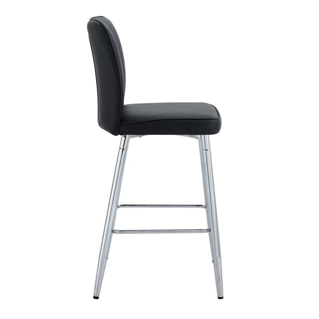 Sgabello da bar 54x54x51 cm con schienale ergonomico in PU e metallo nero e argento