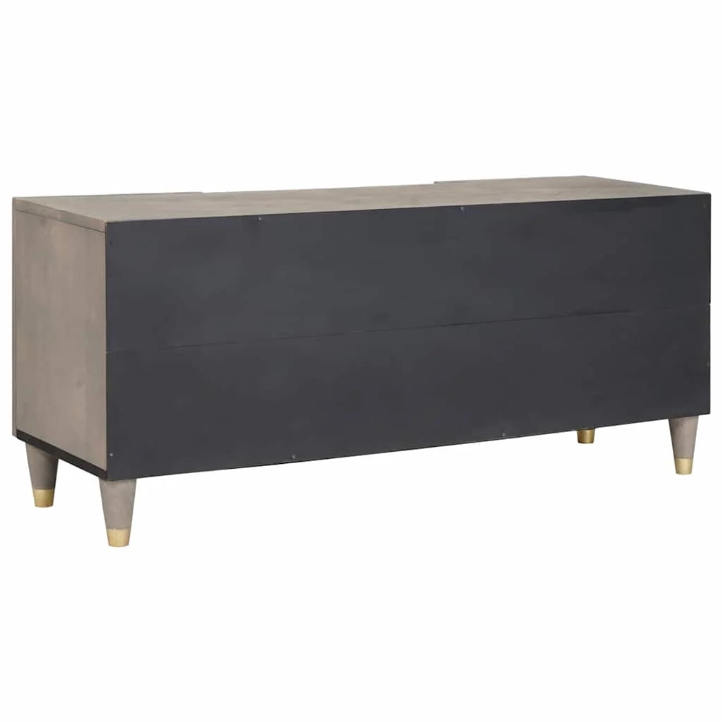 Mobile TV moderno e minimalista con pratico contenitore 105 x 33 x 46 cm in legno di mango grigio 02_0057882