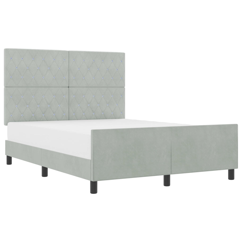 Letto Grigio Chiaro 160x200 cm in Velluto