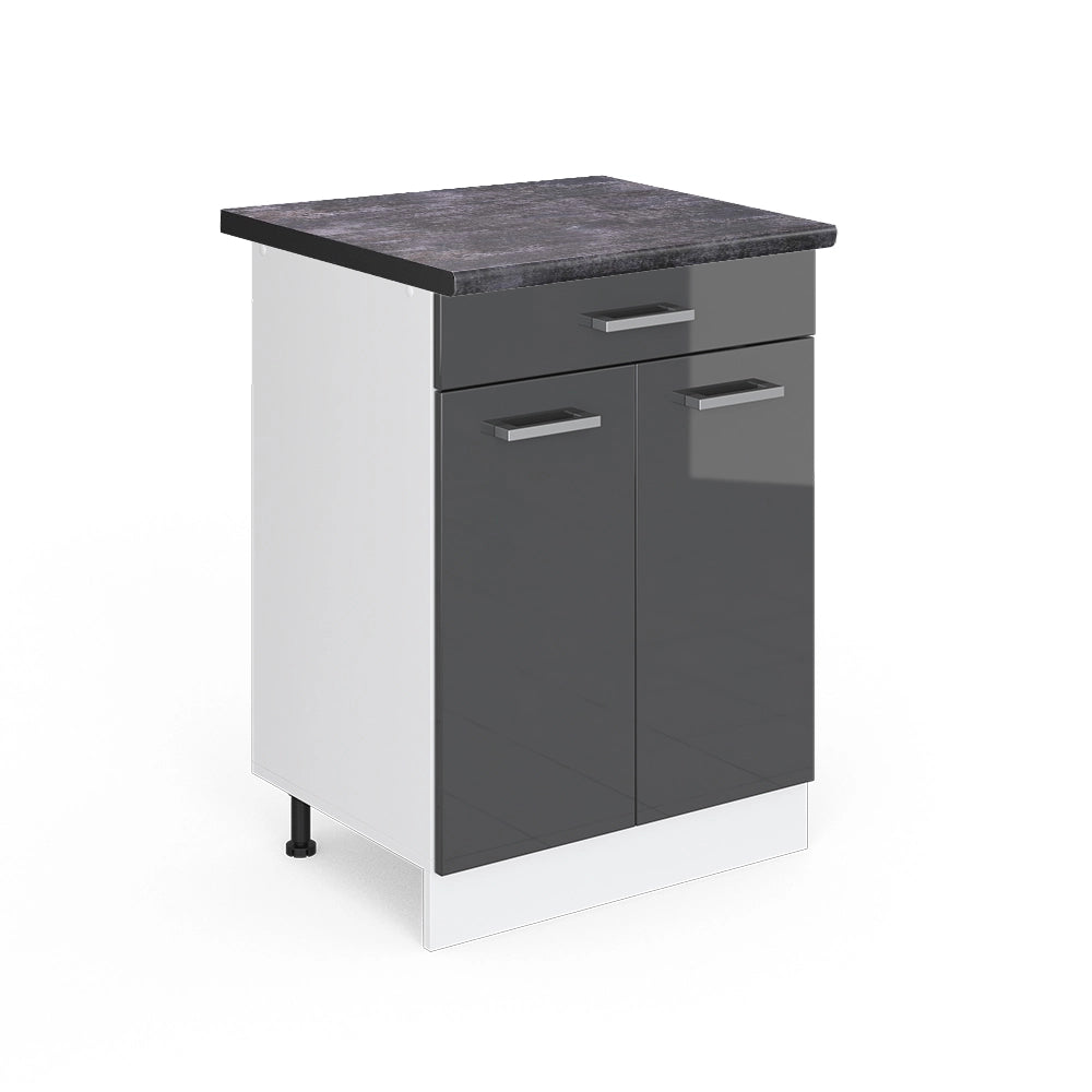 Vicco Mobiletto base per cucina Antracite lucido 60 cm con cassetto, PL Antracite