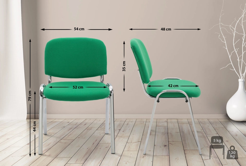 Sedia ospite impilabile KEN in tessuto verde