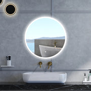 Specchio da bagno Rotondo con 60cm,3 colori,Memoria, Antifog,Regorabile,Retroilluminato,doppio interruttore,