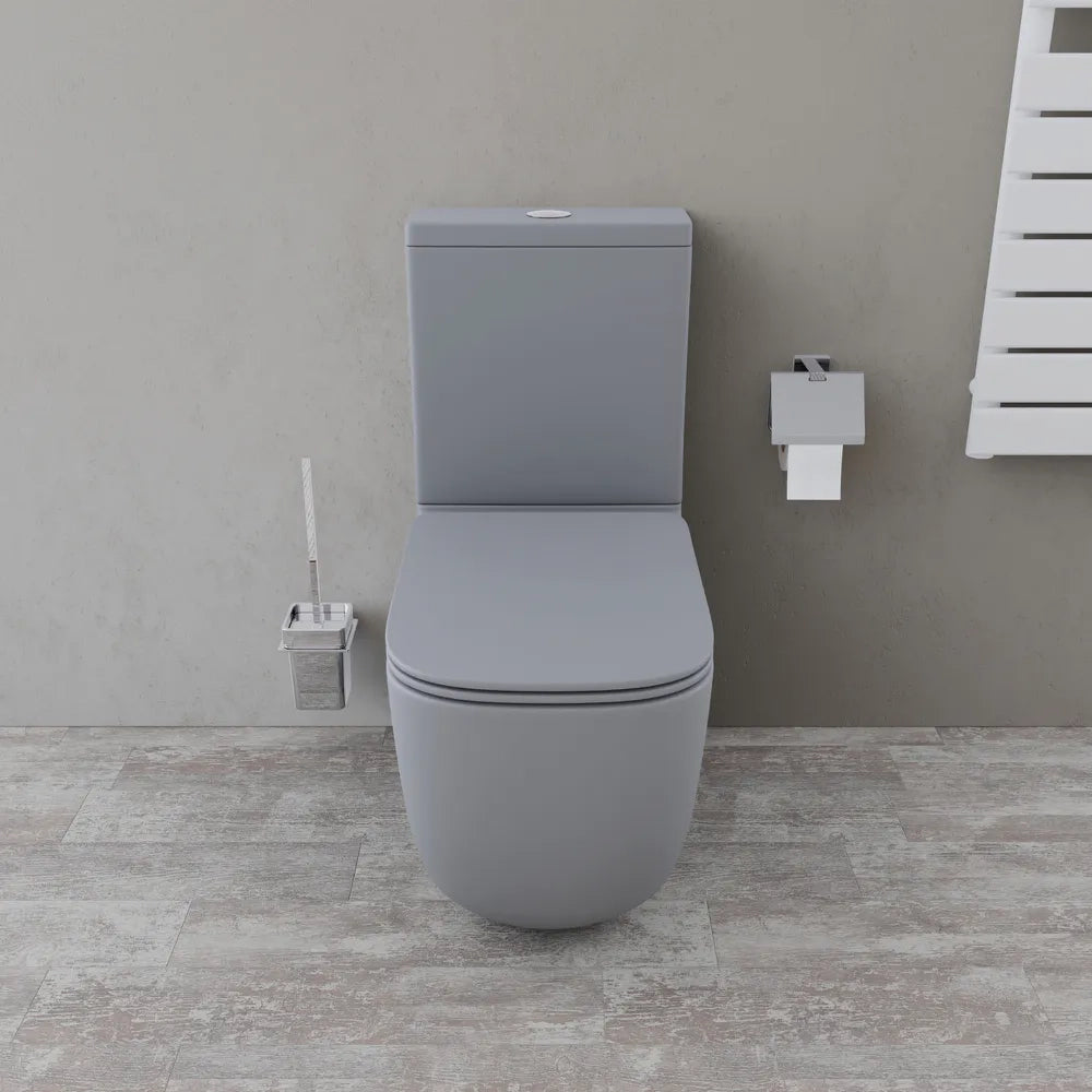 Vaso filomuro monoblocco tornado con cassetta e sedile copri-wc grigio opaco | Riga