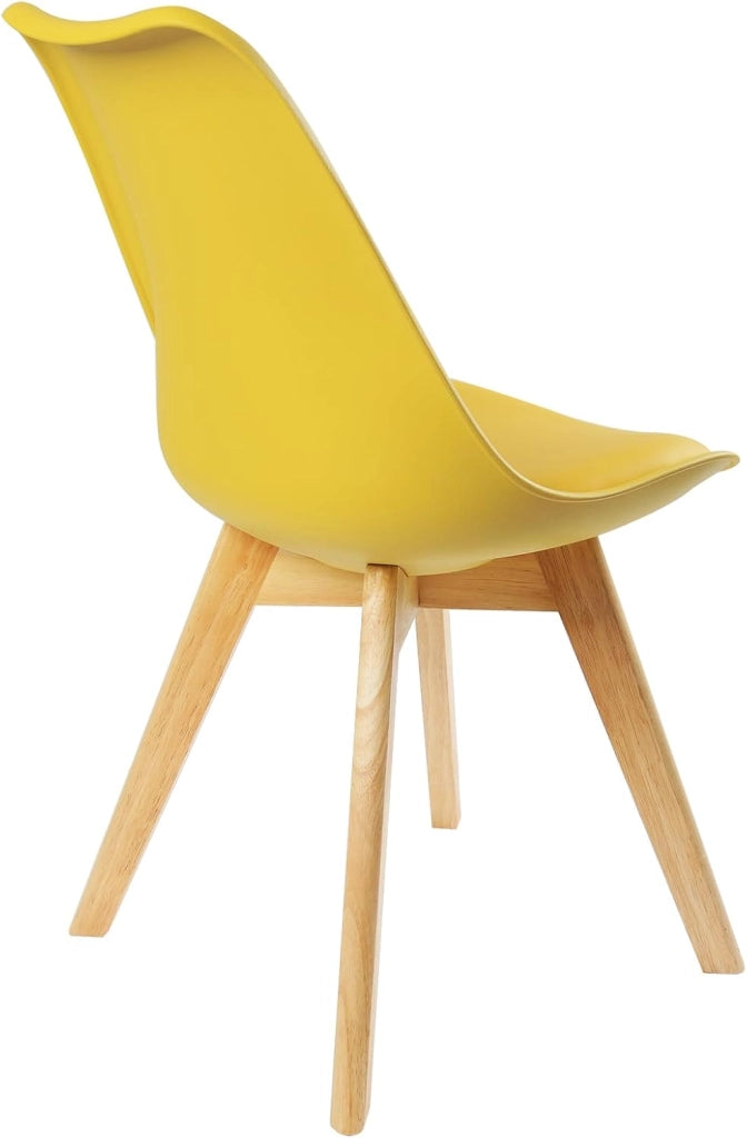 Sedie da Pranzo Set di 2, Sedie da Cucina, in Legno Massello e Pelle Sintetica, Capacità di Carico 150 kg, Giallo, BH29gb-2