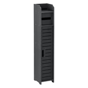 Mobiletto Contenitore Leoben da Bagno con Scomparto Porta Carta Igiencia 80 x 15 x 15 cm - Grigio Scuro [en.casa]