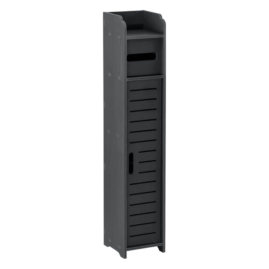 Mobiletto Contenitore Leoben da Bagno con Scomparto Porta Carta Igiencia 80 x 15 x 15 cm - Grigio Scuro [en.casa]