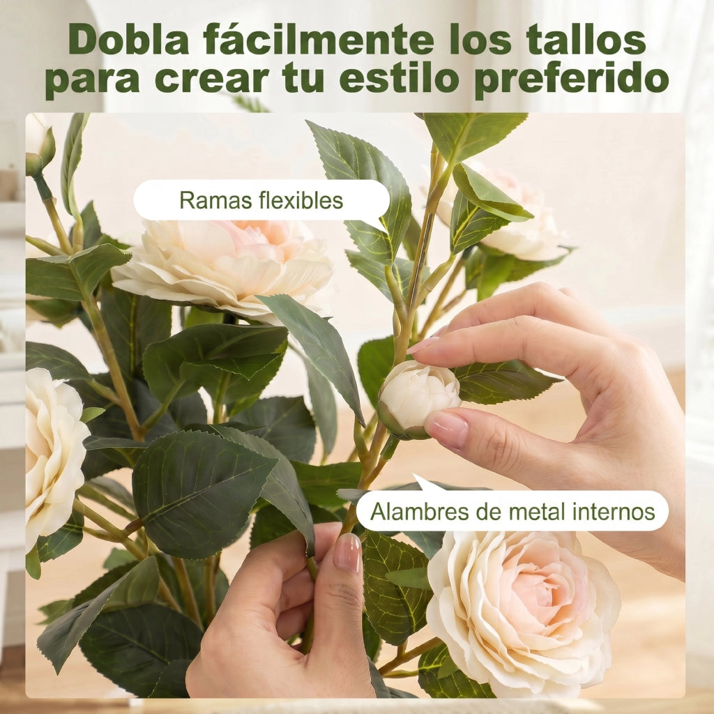 Planta Artificiale Camelia 65cm ¨C zephmum ¨C Bianco Verde