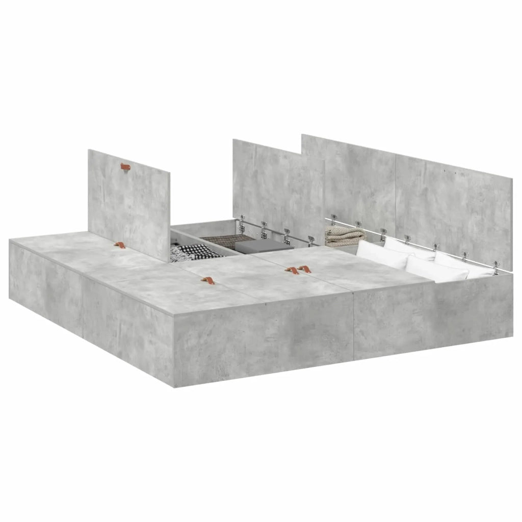 Struttura letto con contenitore Grigio cemento 200 x 200 cm 3335360